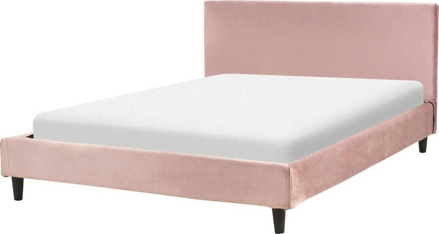 Beliani FITOU Tweepersoonsbed Roze 140 x 200 cm Fluweel