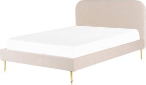 Beliani Flayat Tweepersoonsbed-beige-fluweel
