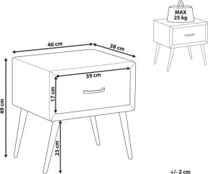 Beliani FLAYAT Bedside Table Geel Fluweel