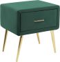 Beliani FLAYAT Bedside Table Groen Fluweel - Thumbnail 1