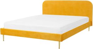 Beliani FLAYAT Tweepersoonsbed geel fluweel