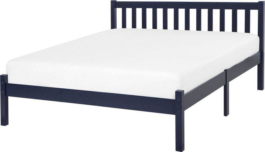 Beliani -FLORAC -Tweepersoonsbed-Blauw-140 x 200 cm-Dennenhout