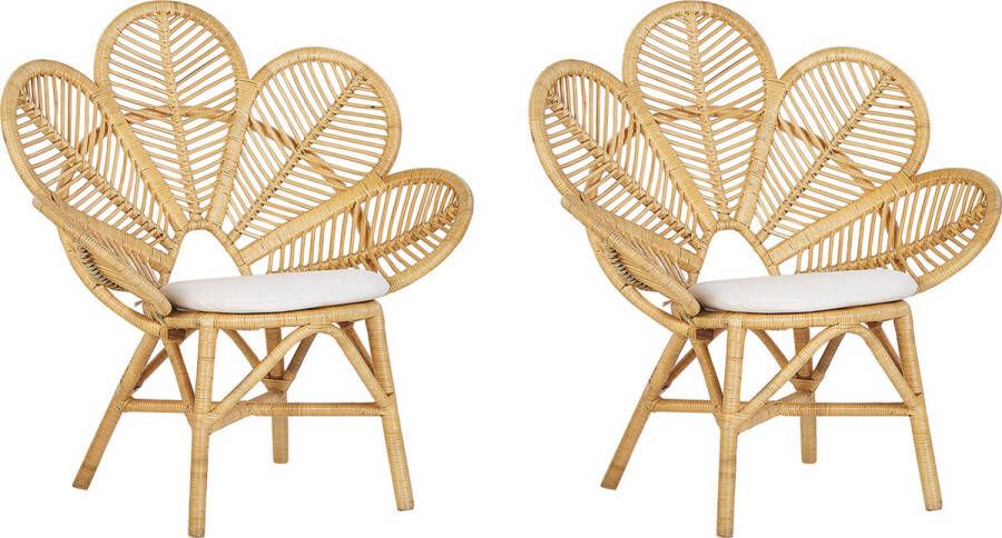 Beliani Florentine Tuinstoel Set Van 2-natuurlijk-rotan