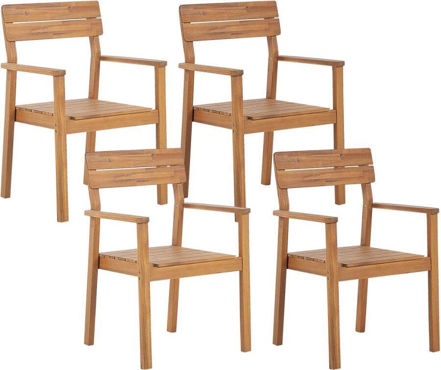 Beliani -FORNELLI -Tuinstoel set van 4-Lichte houtkleur-Acaciahout