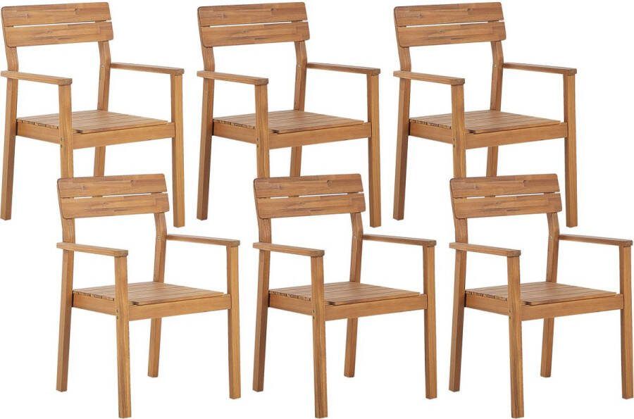 Beliani -FORNELLI -Tuinstoel set van 6-Lichte houtkleur-Acaciahout