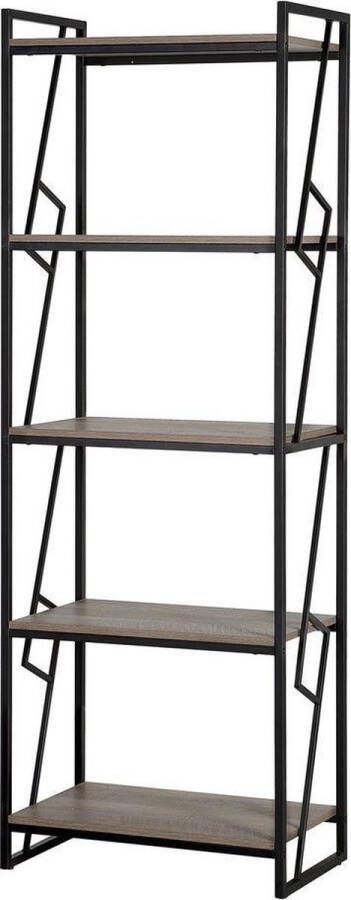 Beliani -FORRES-Boekenkast-5 planken-Donkere houtkleur-Spaanplaat