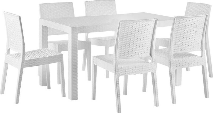 Beliani FOSSANO Tuinset voor 6 Wit Synthetisch materiaal