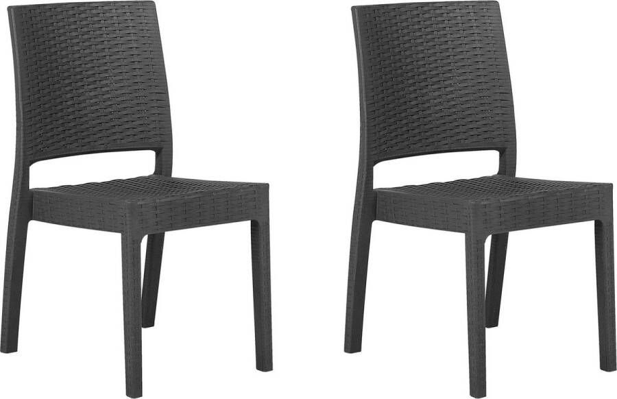 Beliani FOSSANO Tuinstoel set van 2 Grafietgrijs Synthetisch materiaal