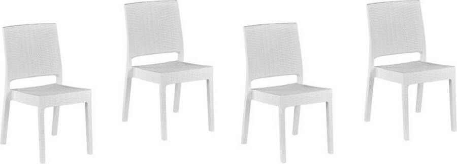 Beliani FOSSANO Tuinstoel set van 4 Wit Synthetisch materiaal