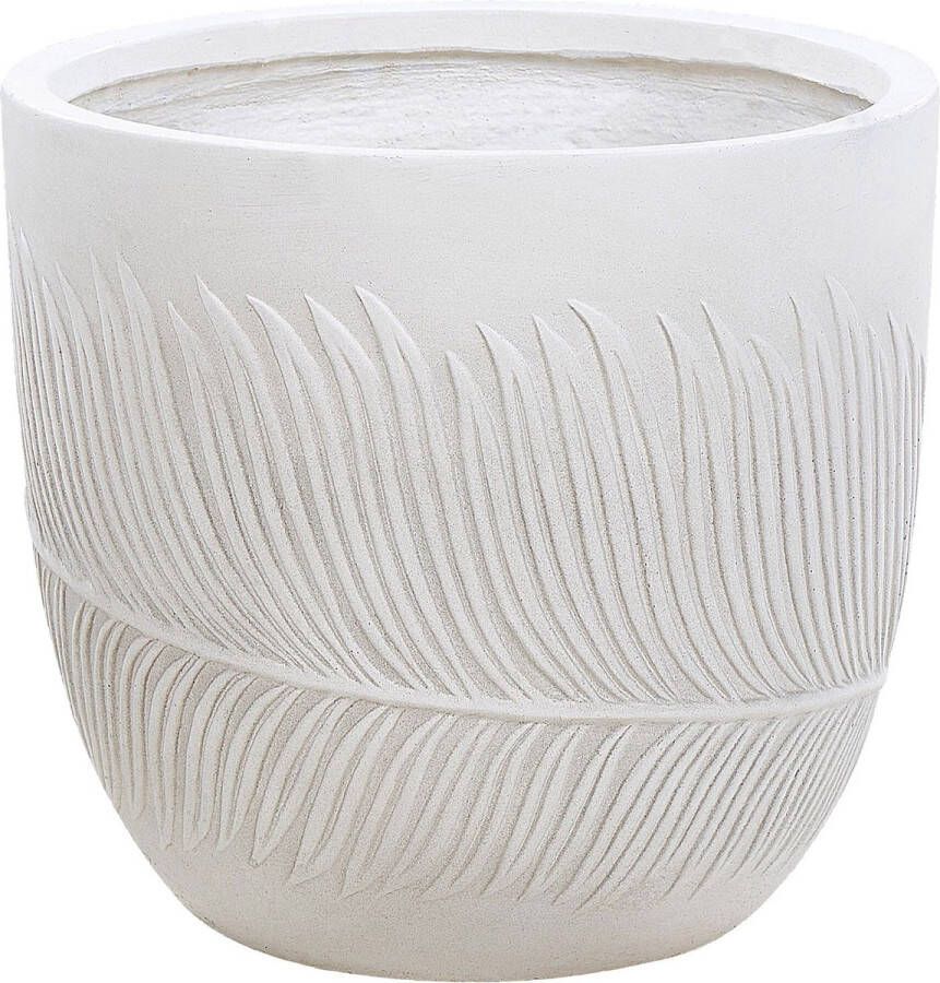 Beliani -FTERO-Bloempot-Gebroken wit-35 x 35 x 33 cm-Kleivezel