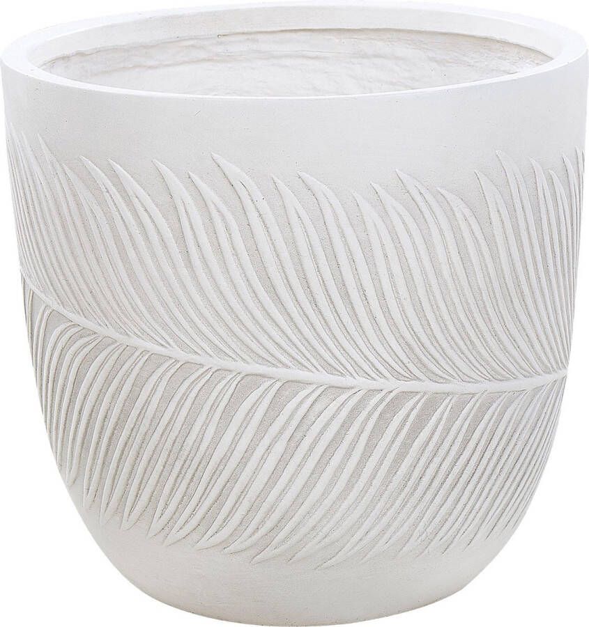 Beliani -FTERO-Bloempot-Gebroken wit-42 x 42 x 40 cm-Kleivezel