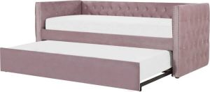 Beliani GASSIN Eenpersoonsbed roze fluweel