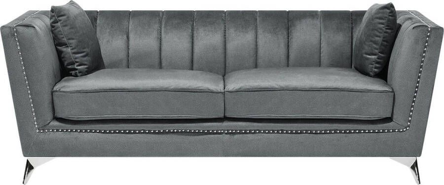 Beliani GAULA Three Seater Sofa Grijs Fluweel