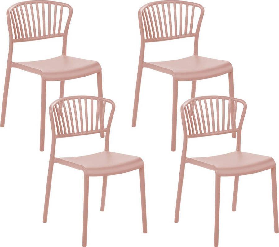 Beliani GELA Tuinstoel set van 4 Roze Kunststof