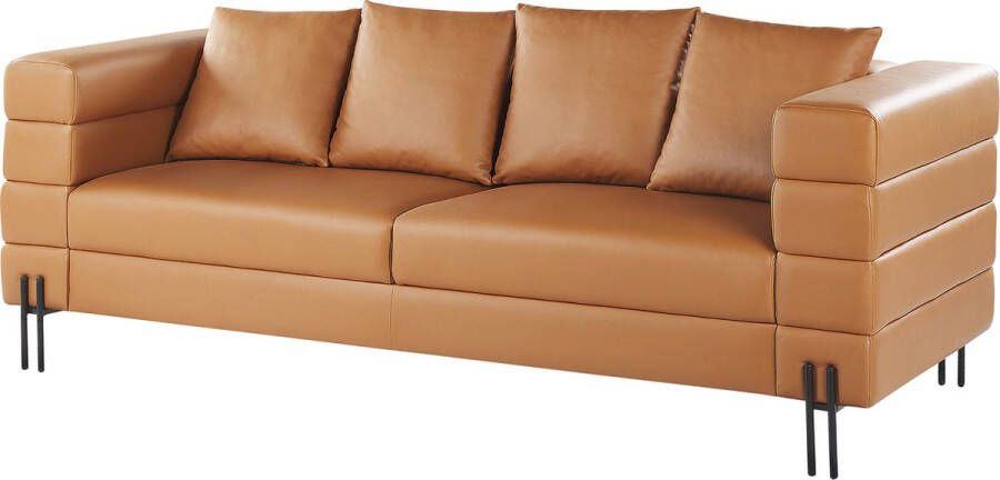 Beliani GRANNA Three Seater Sofa Bruin Kunstleer