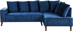 Beliani GRENA Hoekbank 3-zits blauw Fluweel