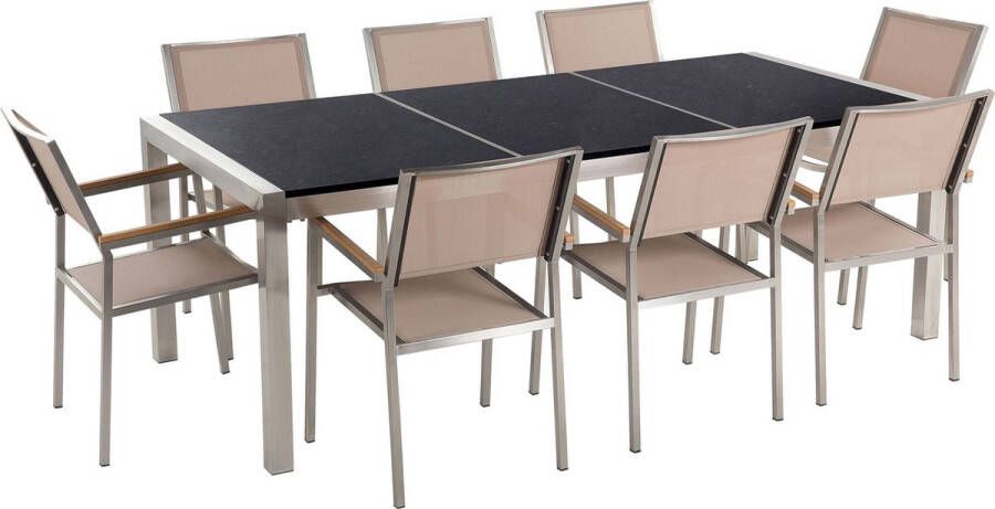 Beliani GROSSETO Tuinset voor 8 Beige Graniet