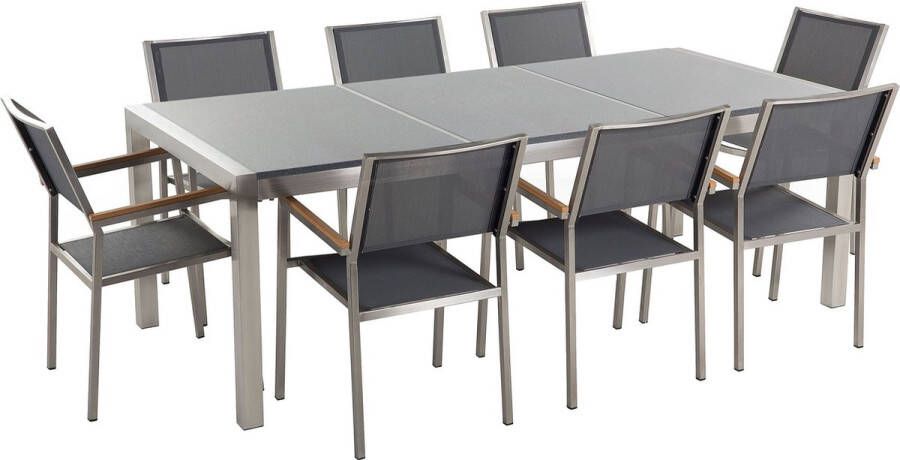 Beliani GROSSETO Tuinset voor 8 Grijs Graniet