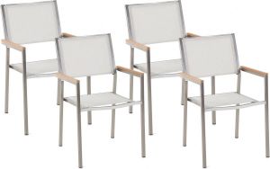 Beliani GROSSETO Tuinstoel set van 4 Wit Kunststof