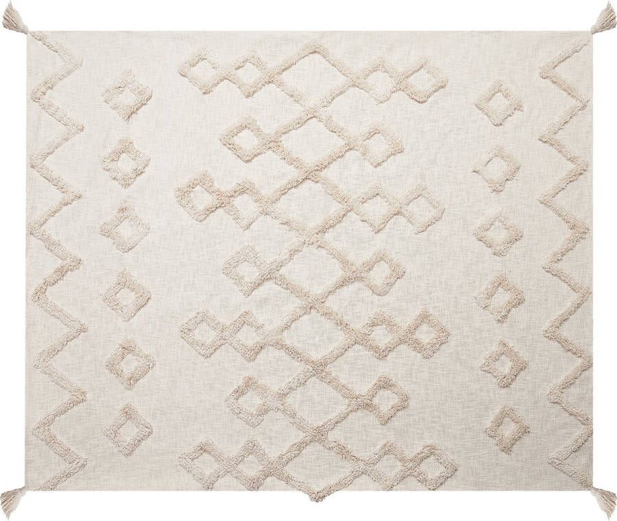 Beliani GUNA Plaid Beige 130 x 180 cm Katoen