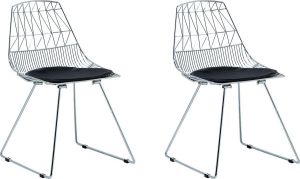 Beliani Harlan Tuinstoel set van 2 Staal zilver 52x54x82