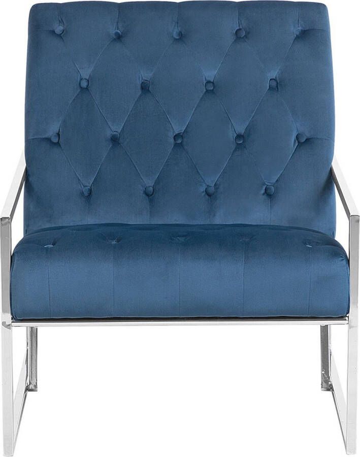 Beliani HARSTAD Fauteuil Donkerblauw Fluweel