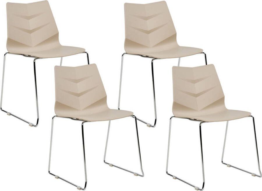 Beliani HARTLEY Eetkamerstoel set van 4 Beige Plastic