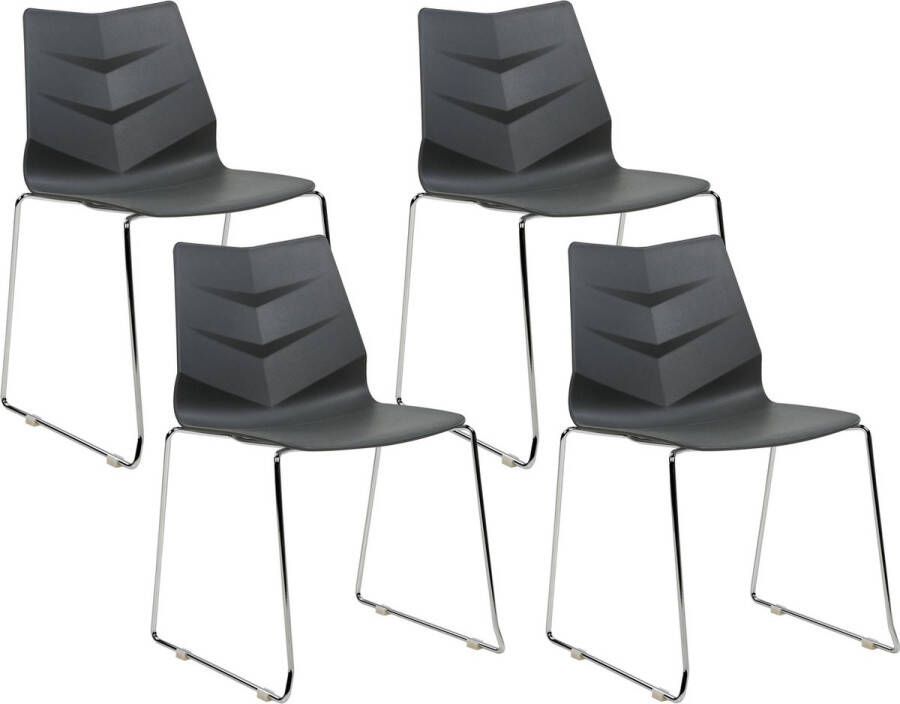 Beliani HARTLEY Eetkamerstoel set van 4 Donkergrijs Plastic