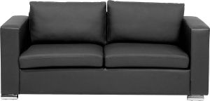 Beliani HELSINKI Three Seater Sofa Zwart Leer