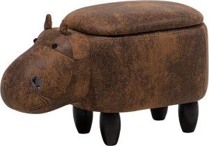 Beliani Hippo Hocker-bruin-kunstleer