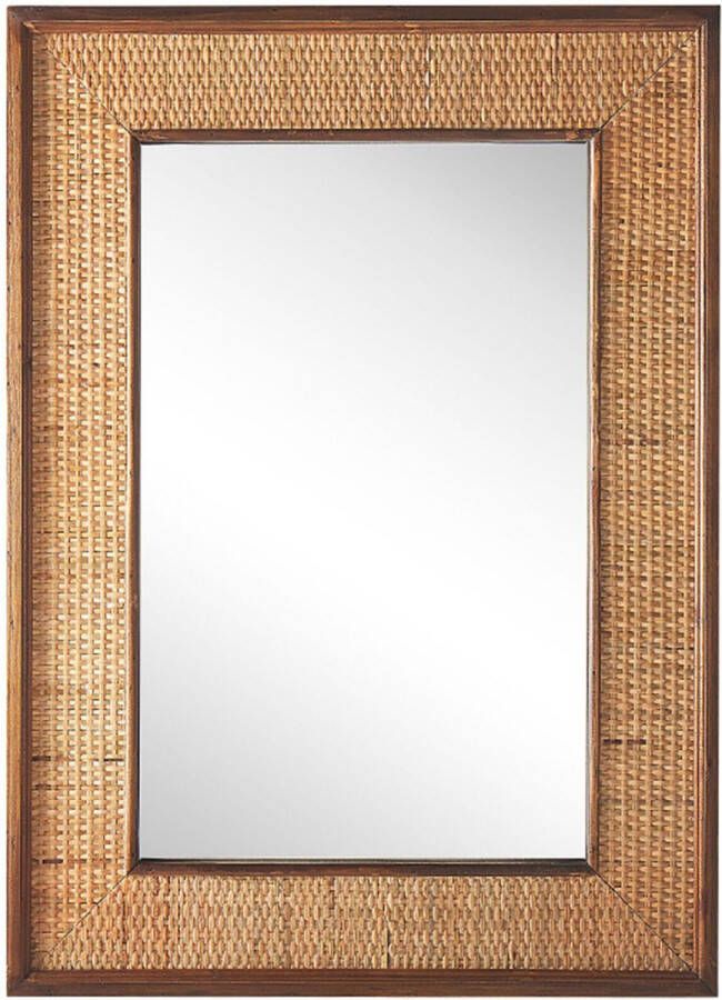 Beliani IGUALA Wandspiegel-Lichte houtkleur-Dennenhout Bamboehout