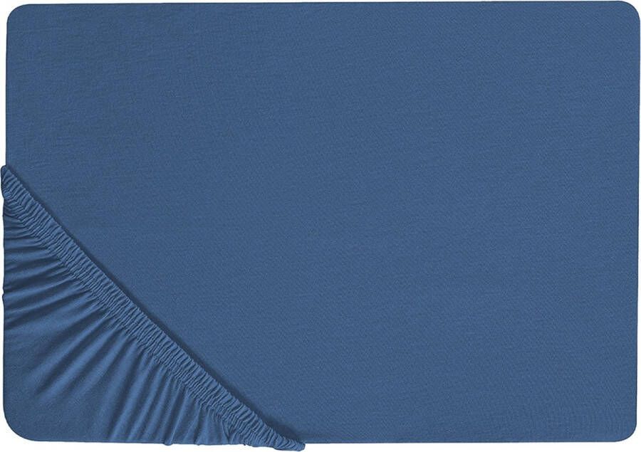 Beliani JANBU Laken Donkerblauw 160 x 200 cm Katoen