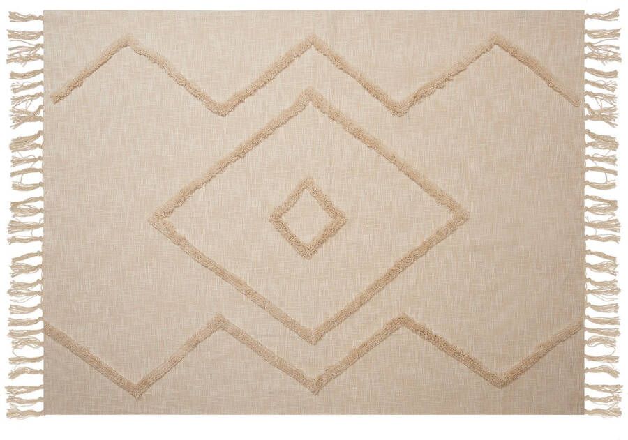 Beliani JAUNPUR Plaid Beige 130 x 180 cm Katoen