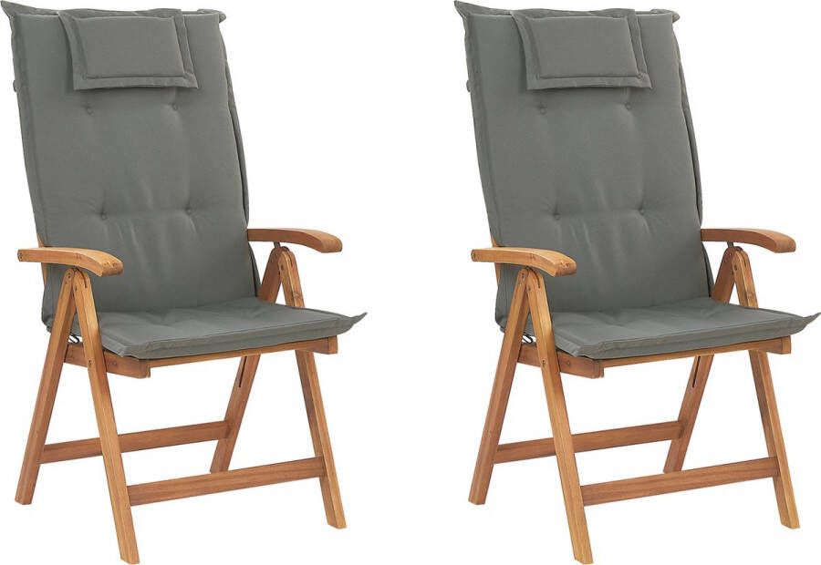 Beliani JAVA Set of 2 Chairs Lichte houtkleur Acaciahout