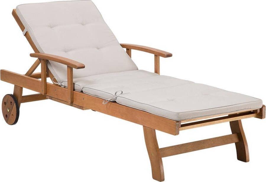 Beliani JAVA Strandstoel Lichte houtkleur Lichtgrijs Acaciahout