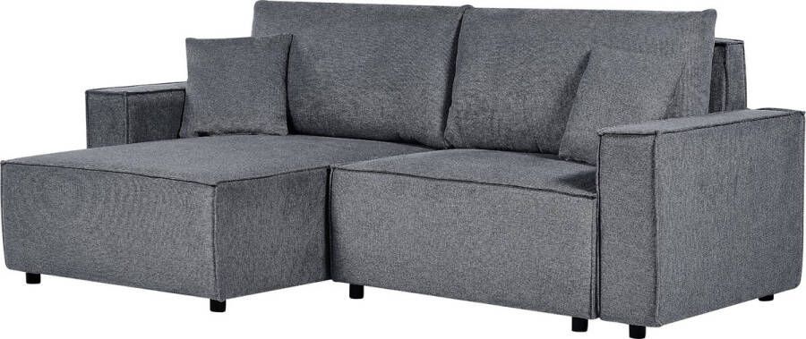 Beliani -KARILA-Hoekbank met slaapfunctie-Donkergrijs-Rechts-Polyester