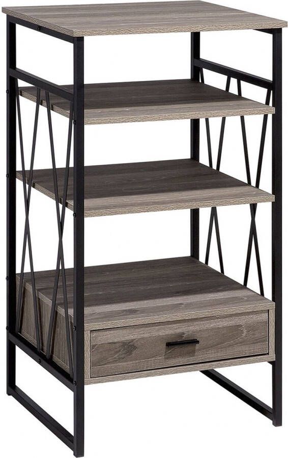 Beliani KEENE 3 Tier Bookcase Donkere houtkleur Vezelplaat