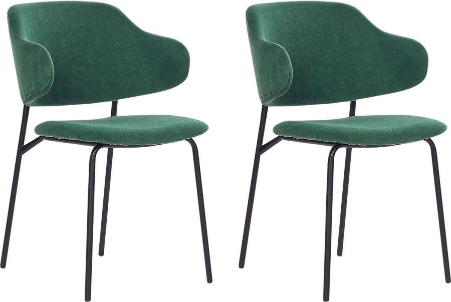 Beliani KENAI Eetkamerstoel set van 2 Donkergroen Polyester