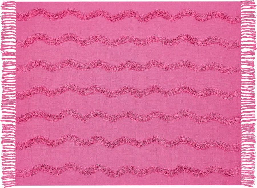 Beliani KHARI Plaid Roze 125 x 150 cm Katoen