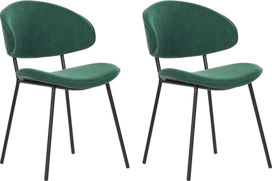 Beliani KIANA Eetkamerstoel set van 2 Groen Polyester