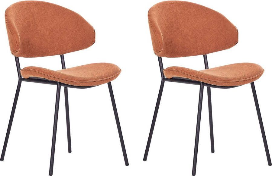 Beliani KIANA Eetkamerstoel set van 2 Oranje Polyester