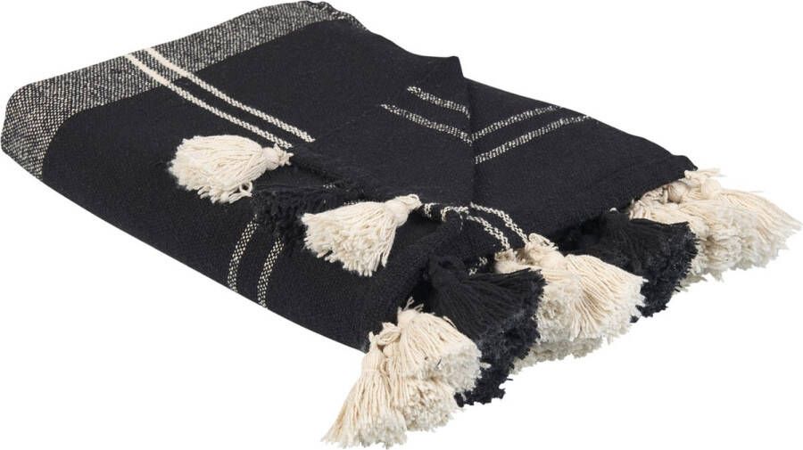 Beliani KULAC Plaid Zwart Katoen