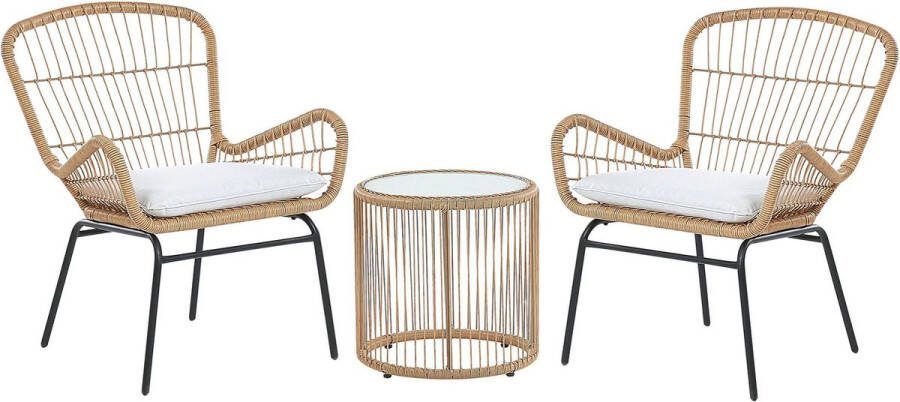Beliani LABICO Bistroset voor 2 Natuurlijk PE rotan
