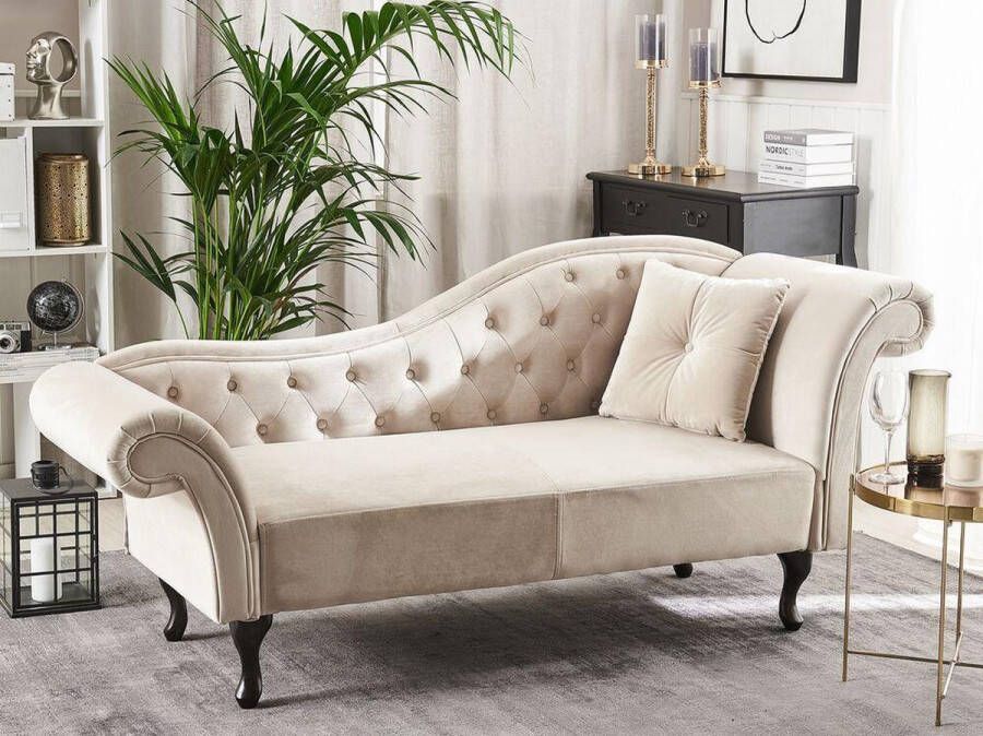 Beliani LATTES Chaise longue Beige Rechterzijde Fluweel