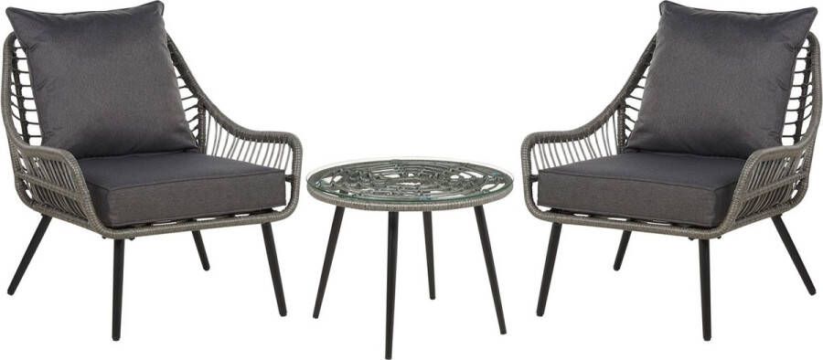 Beliani LAURETO Bistroset voor 2 Grijs PE rotan