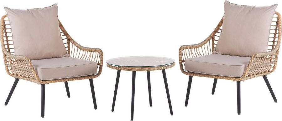 Beliani LAURETO Bistroset voor 2 Natuurlijk PE rotan
