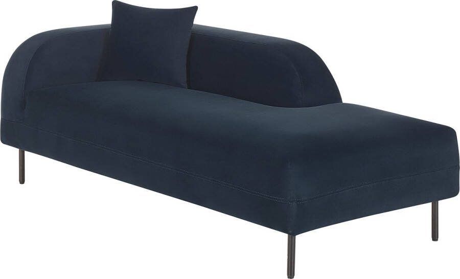 Beliani -LE CRAU-Chaise longue-Donkerblauw-Linkerzijde-Fluweel