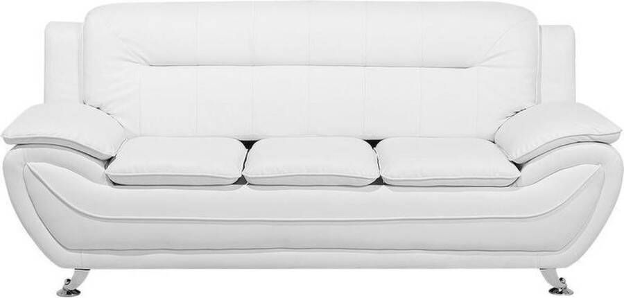 Beliani LEIRA Three Seater Sofa Wit Kunstleer