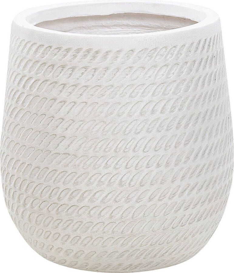 Beliani LIVADIA Bloempot Gebroken wit 27 cm Vezelklei