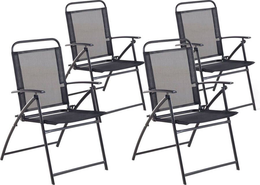 Beliani LIVO Tuinstoel set van 4 Zwart Staal